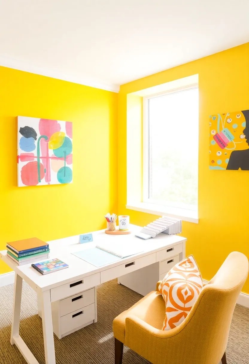 12 Inspiring Home Office Decor Ideas That’ll Skyrocket Your Productivity (#4 Is Pure Genius!) - 1. Brighten Up with Bold Colors